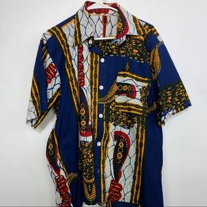 Abstract Tribal Print Button Down Shirt